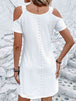  V-Neck Cold-Shoulder Dress -BazaarBey - www.shopbazaarbey.com