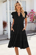 Ruched Notched Cap Sleeve Dress -BazaarBey - www.shopbazaarbey.com