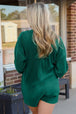 Ribbed V-Neck Half Buttoned Romper Trendsi