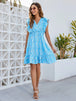 Ruffled  Floral  Mini Dress -BazaarBey - www.shopbazaarbey.com
