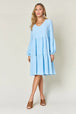  Full Size V-Neck Balloon Sleeve Tiered Dress -BazaarBey - www.shopbazaarbey.com