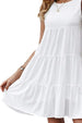 Ruffled Round Neck Cap Sleeve Mini Dress -BazaarBey - www.shopbazaarbey.com