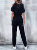 V-Neck Cold-Shoulder Jumpsuit with Pockets Trendsi