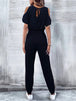 V-Neck Cold-Shoulder Jumpsuit with Pockets Trendsi