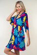  Full Size Printed V-Neck Mini Dress -BazaarBey - www.shopbazaarbey.com