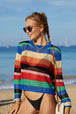 BazaarBey Rainbow Stripe  Long Sleeve Cover-Up 