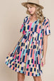 Ruched Color Block Short Sleeve Mini Dress -BazaarBey - www.shopbazaarbey.com