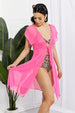  Swim Pool Day Mesh Tie-Front Cover-Up Trendsi