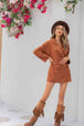 Lapel Collar Long Sleeve Romper Trendsi