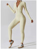 Zip Up Mock Neck Long Sleeve Jumpsuit Trendsi