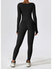 Square Neck Long Sleeve Sports Jumpsuit Trendsi