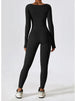 Square Neck Long Sleeve Sports Jumpsuit Trendsi