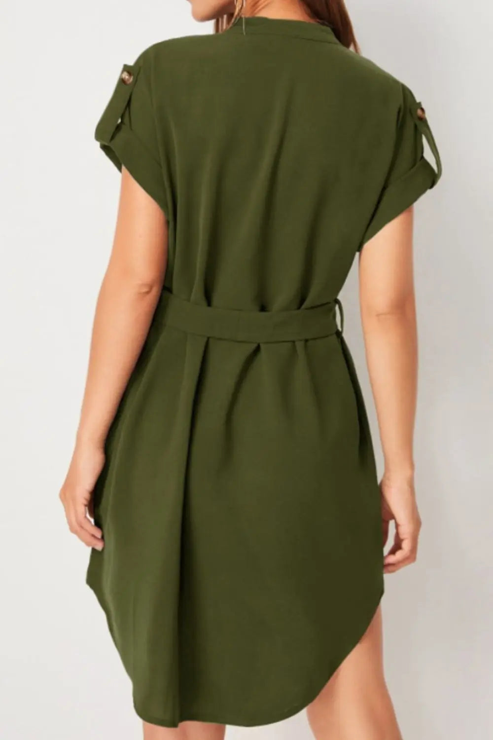 Tied Notched Short Sleeve Dress -BazaarBey - www.shopbazaarbey.com