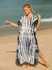 BazaarBey Tie-Dye V-Neck Half Sleeve Cover-Up 