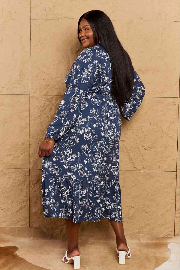  Night Out Full Size Balloon Sleeve Floral Midi Dress -BazaarBey - www.shopbazaarbey.com