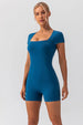 Square Neck Cap Sleeve Active Romper Trendsi