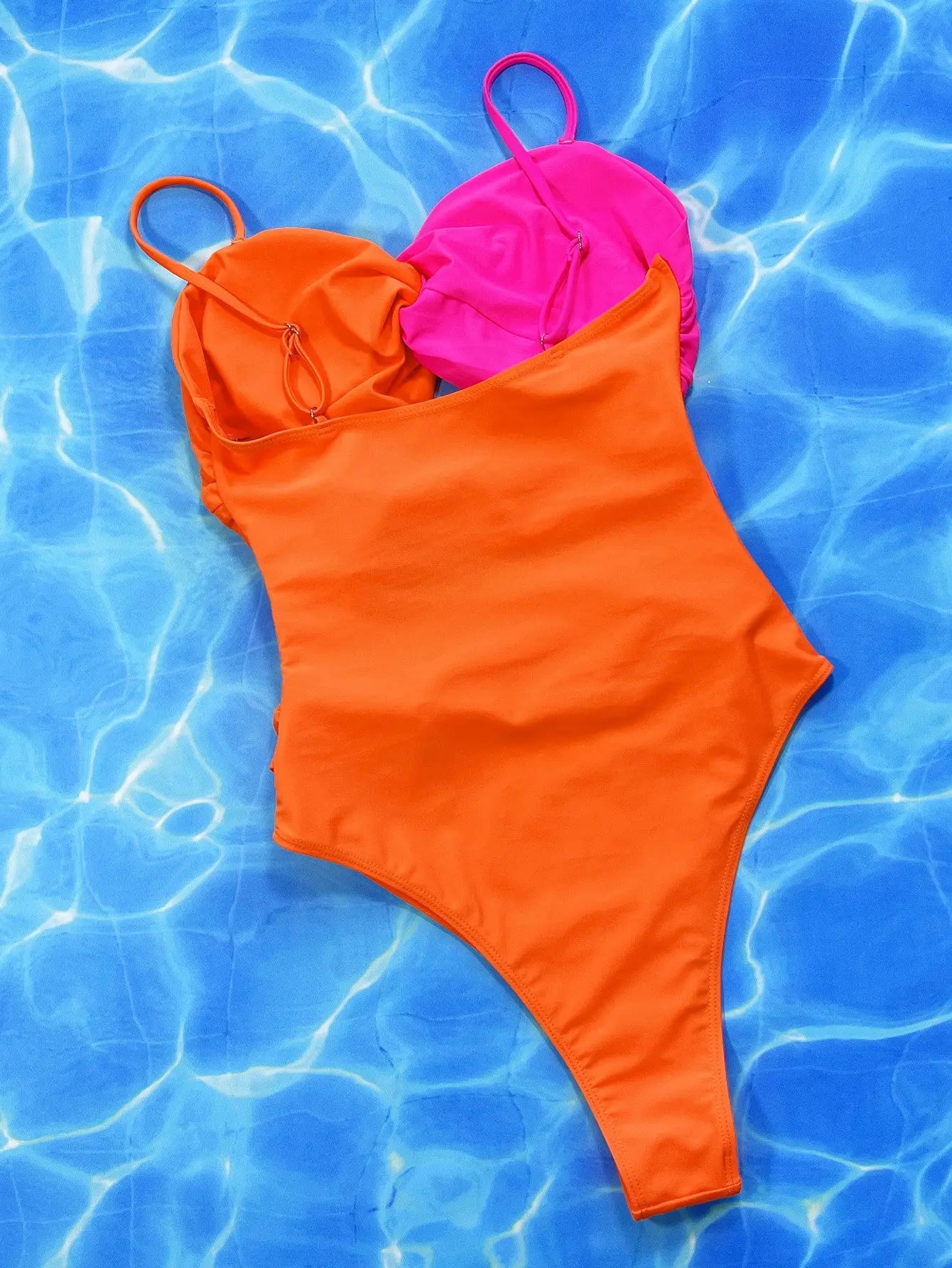 Two-Tone Twisted  One-Piece Swimsuit Trendsi