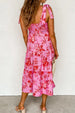 Tied Printed Sleeveless Tiered Dress -BazaarBey - www.shopbazaarbey.com