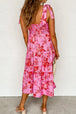 Tied Printed Sleeveless Tiered Dress -BazaarBey - www.shopbazaarbey.com