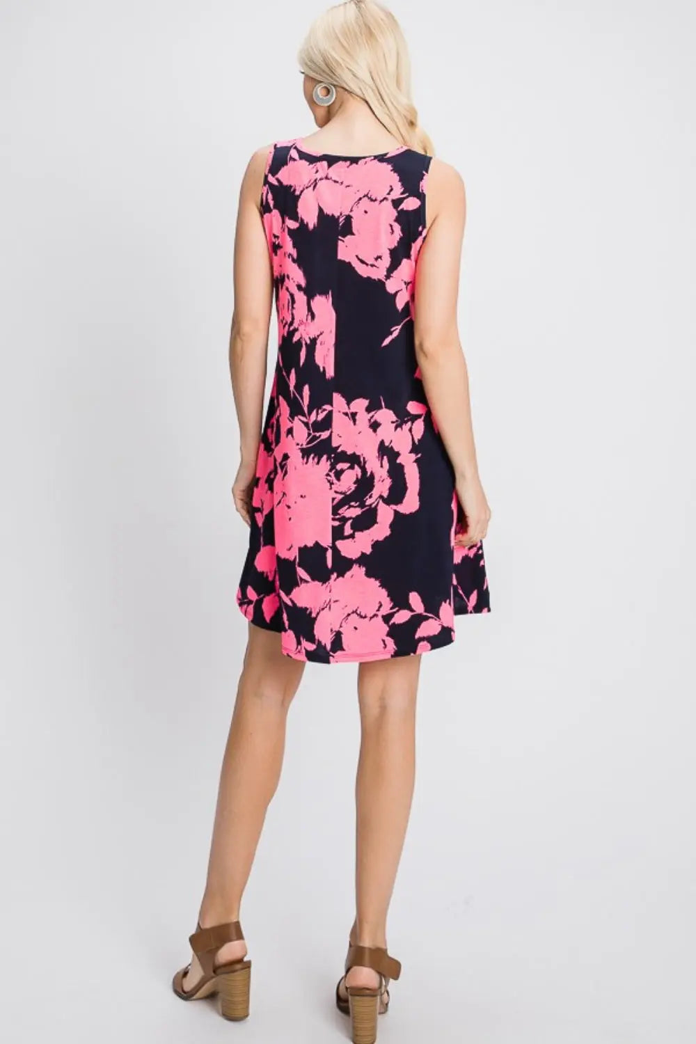  Full Size Floral V-Neck Tank Dress with Pockets -BazaarBey - www.shopbazaarbey.com