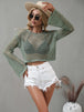 Openwork Flare Sleeve Cropped Cover Up Trendsi