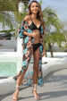 Floral Slit Half Sleeve Cover-Up Trendsi