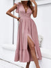  Ruffled Plunge Dress -BazaarBey - www.shopbazaarbey.com