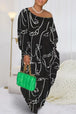 Printed Single Shoulder Lantern Sleeve Maxi Dress -BazaarBey - www.shopbazaarbey.com
