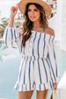 BazaarBey Striped Off Shoulder Smocked Romper 