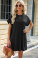 Round Neck Rolled Short Sleeve Tee Dress -BazaarBey - www.shopbazaarbey.com