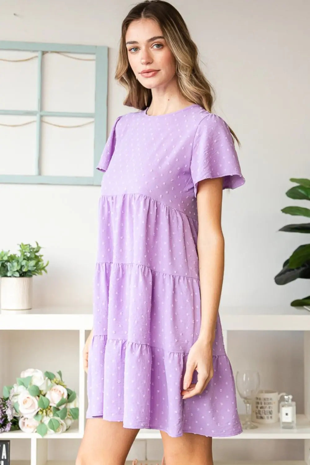  Full Size  Short Sleeve Tiered Dress -BazaarBey - www.shopbazaarbey.com