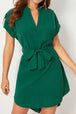 Tied Notched Short Sleeve Dress -BazaarBey - www.shopbazaarbey.com