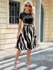 Printed Tie Waist Short Sleeve Dress -BazaarBey - www.shopbazaarbey.com