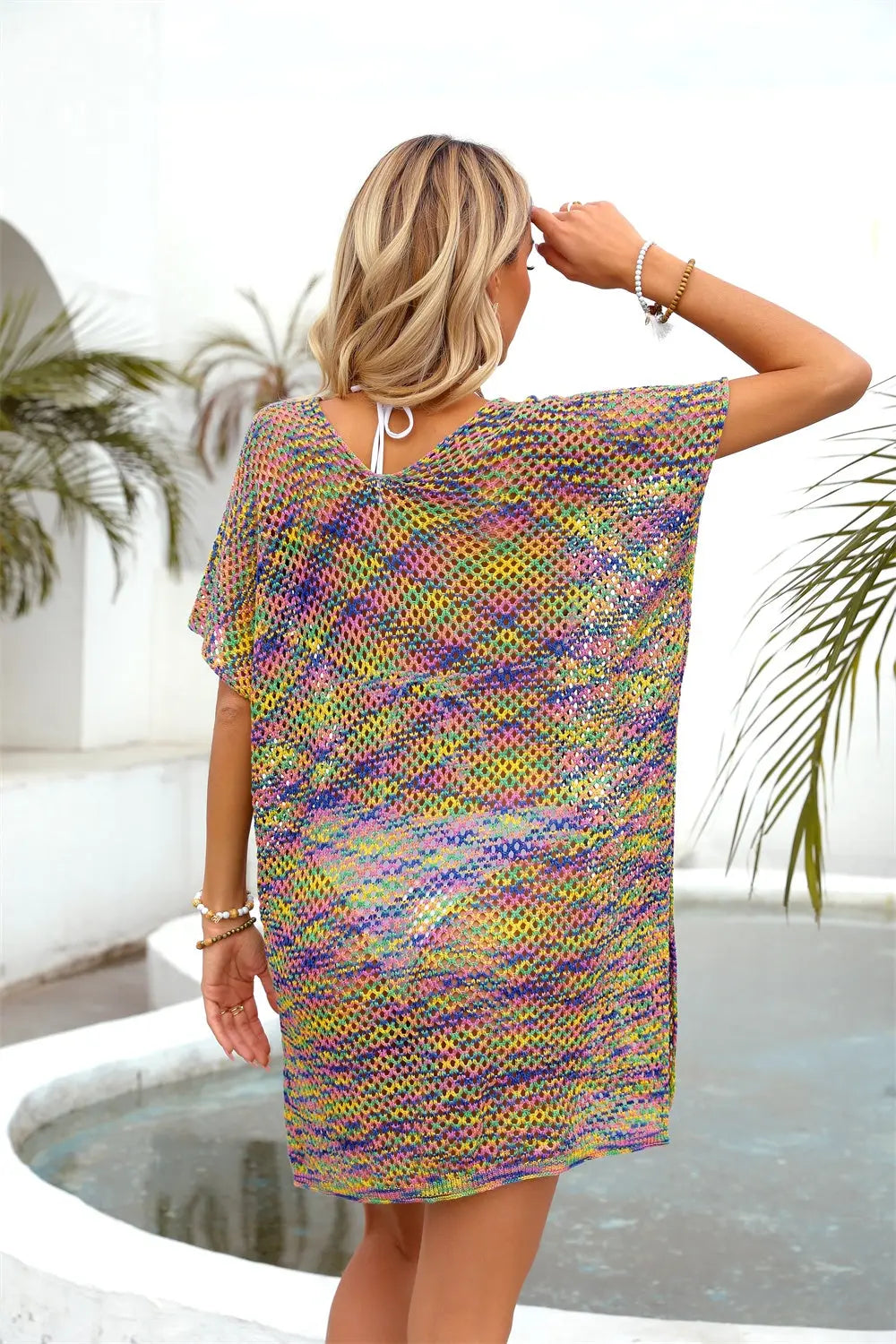 Openwork  Short Sleeve Cover-Up Trendsi