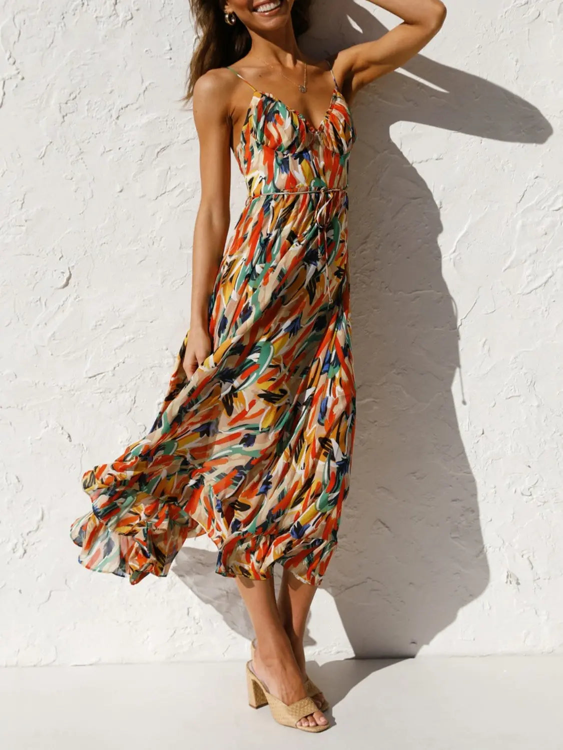 Printed Sleeveless Midi Cami dress -BazaarBey - www.shopbazaarbey.com