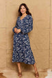  Night Out Full Size Balloon Sleeve Floral Midi Dress -BazaarBey - www.shopbazaarbey.com