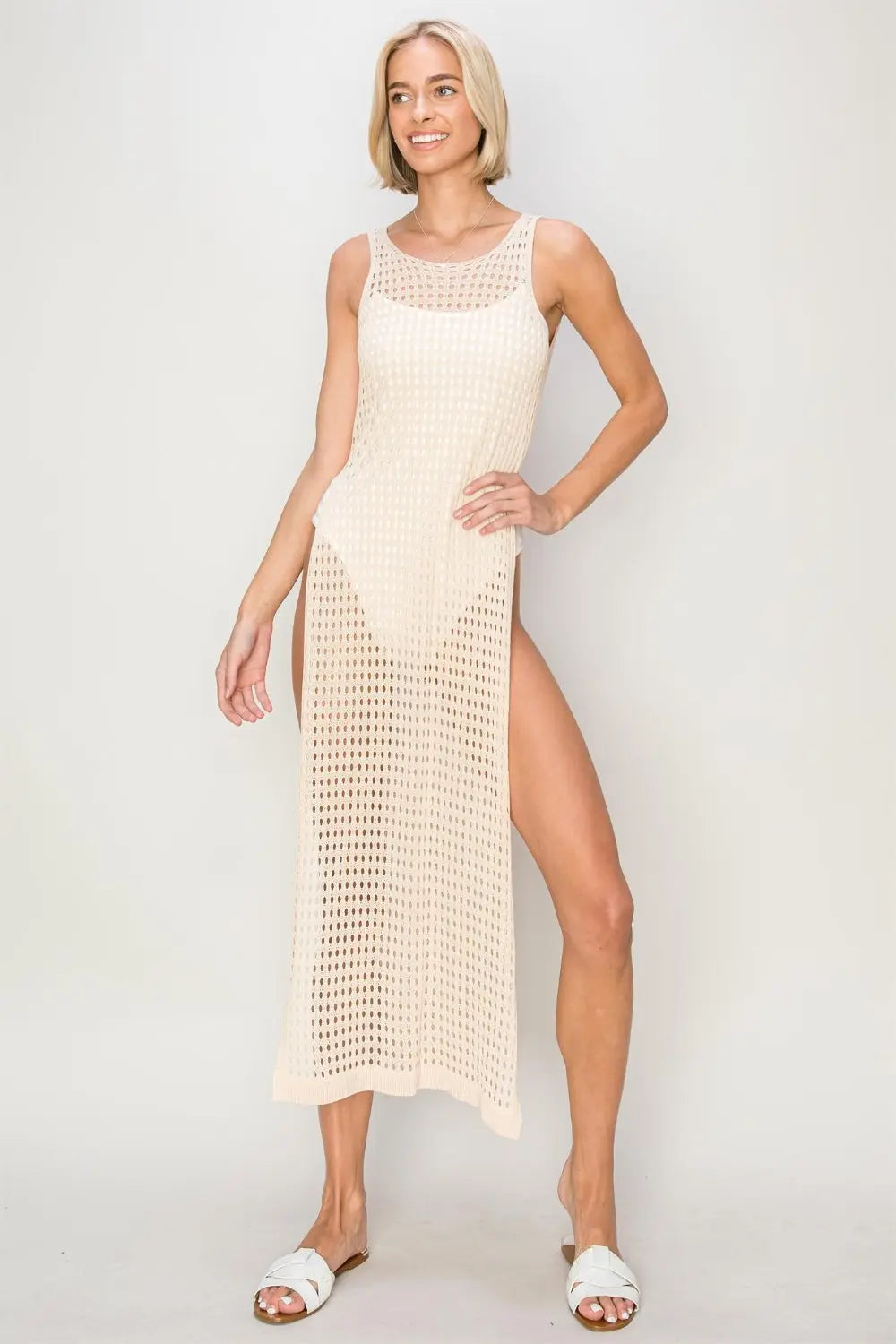  Crochet Backless Cover Up Dress Trendsi