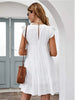 Ruffled Round Neck Cap Sleeve Mini Dress -BazaarBey - www.shopbazaarbey.com