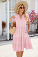 Ruched Notched Cap Sleeve Dress -BazaarBey - www.shopbazaarbey.com