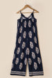 Printed V-Neck Sleeveless Jumpsuit Trendsi