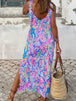 Slit Printed Wide Strap Midi Dress -BazaarBey - www.shopbazaarbey.com