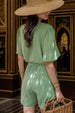 Surplice Tie Waist Short Sleeve Romper Trendsi