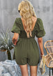 Square Neck Short Sleeve Smocked Romper Trendsi