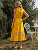  Neck Spliced Lace Midi Dress -BazaarBey - www.shopbazaarbey.com