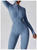 Zip Up Mock Neck Long Sleeve Jumpsuit Trendsi