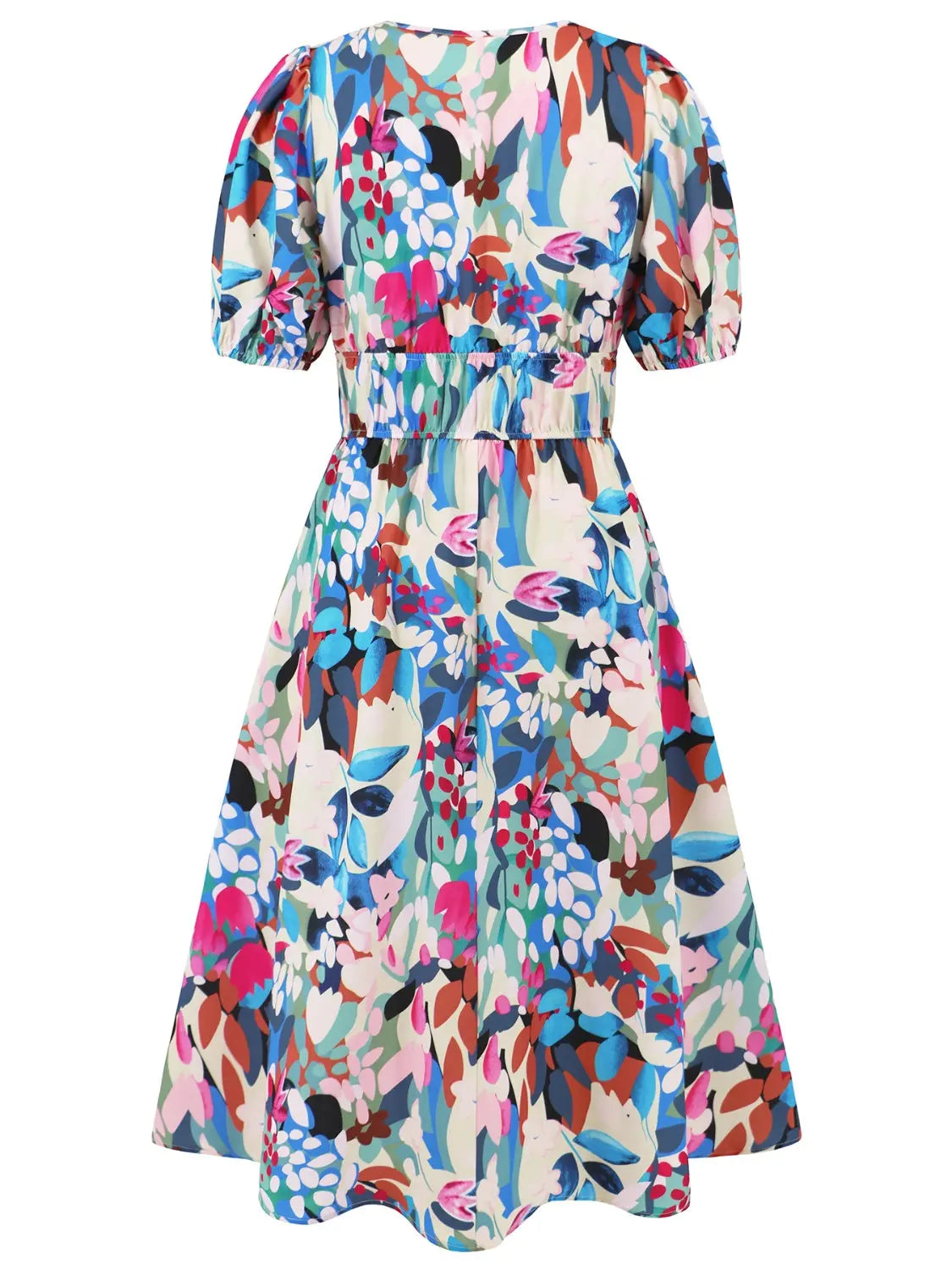Ruched Printed  Short Sleeve Dress -BazaarBey - www.shopbazaarbey.com