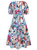 Ruched Printed  Short Sleeve Dress -BazaarBey - www.shopbazaarbey.com