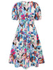 Ruched Printed  Short Sleeve Dress -BazaarBey - www.shopbazaarbey.com