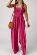 Smocked Square Neck Wide Leg Jumpsuit with Pockets Trendsi