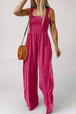 Smocked Square Neck Wide Leg Jumpsuit with Pockets Trendsi